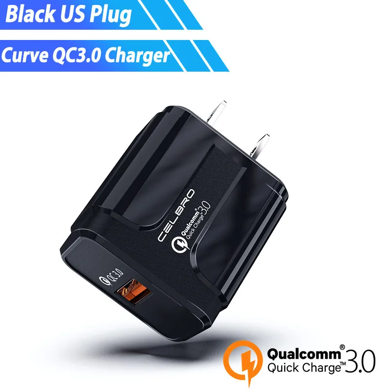 US Charger only BK 18 Вт быстрое зарядное устройство QC 3,0 Быстрая зарядка настенное зарядное устройство для xiaomi mi A3 mi x 3 2s max 3 pocophone f1 A2 NOTE 3 6x8 se адаптер питания - Тип штекера: US Charger only BK
