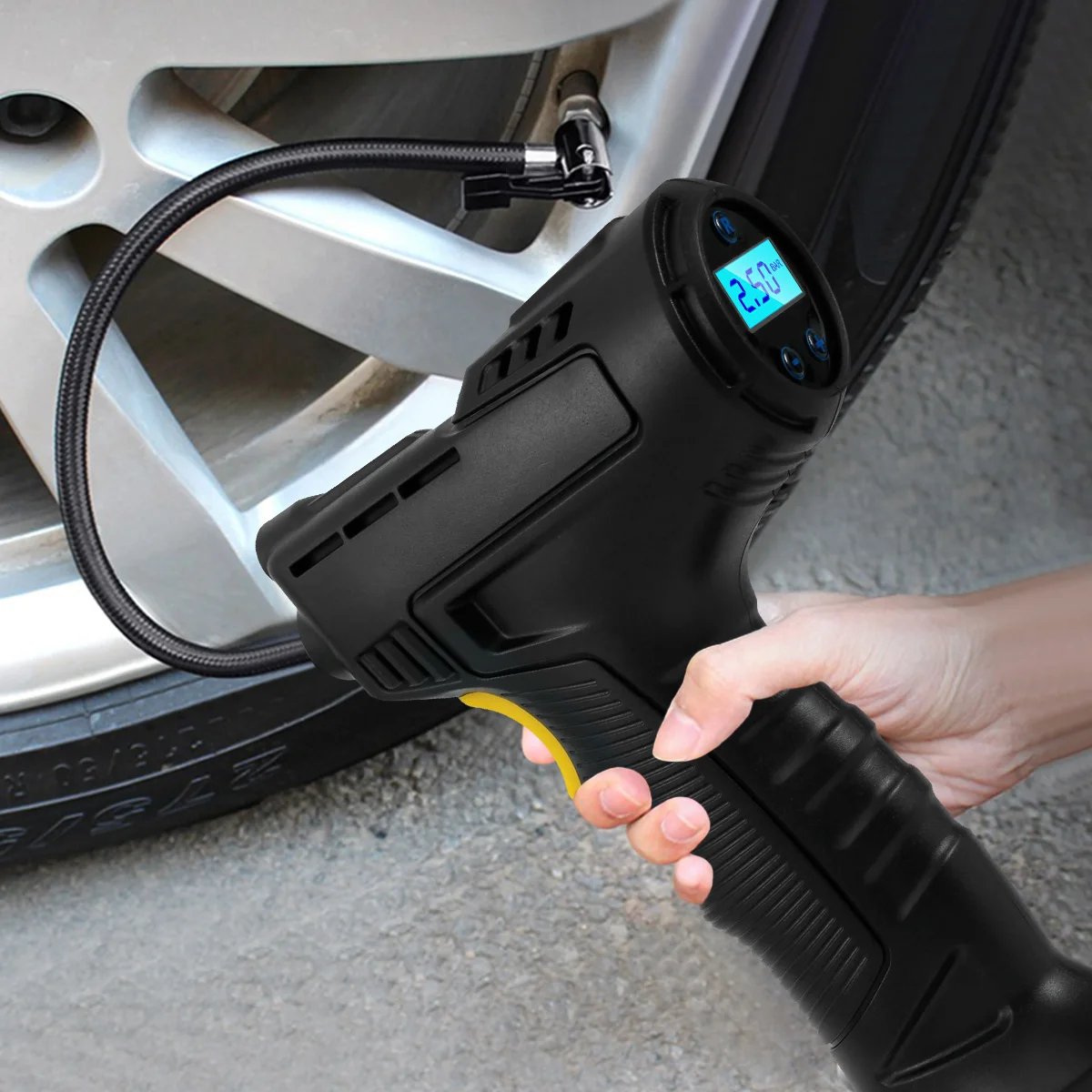 

Car Air Compressor 120W Rechargeable Wireless Inflatable Pump Portable Air Pump Car Tire Inflator Digital for Car Bicycle Balls
