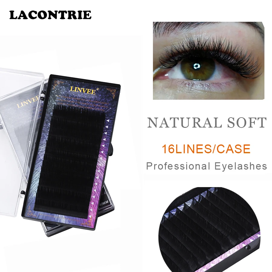 16 строк/коробка Макияж Наращивание ресниц 3D искусственный норковый волос