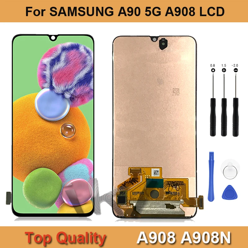 Pantalla LCD Super AMOLED para Samsung Galaxy A90 5G 2019 SM-A908 A908N, montaje de digitalizador con pantalla t&aacute;ctil, reemplazo-0