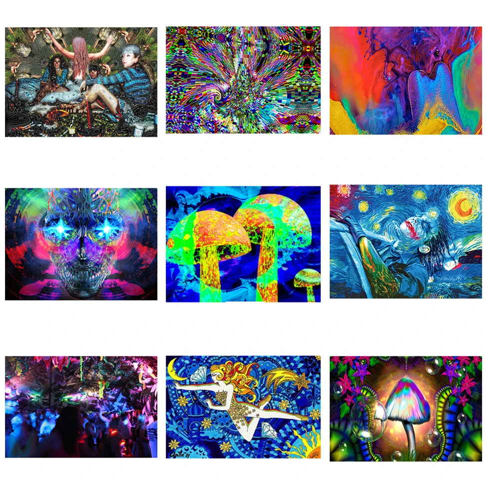 Психоделический гриб Blacklight Magic психоделический плакат настенная живопись