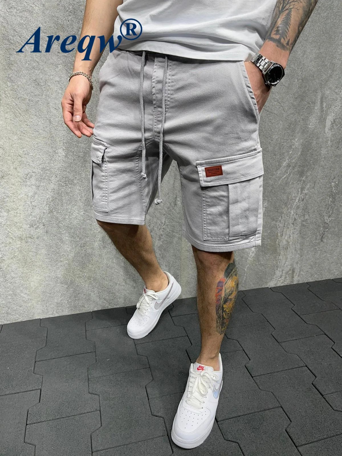 

2021 Summer New Men's Casual Sports Woven Overalls Shorts Multi-pocket Drawstring Shorts