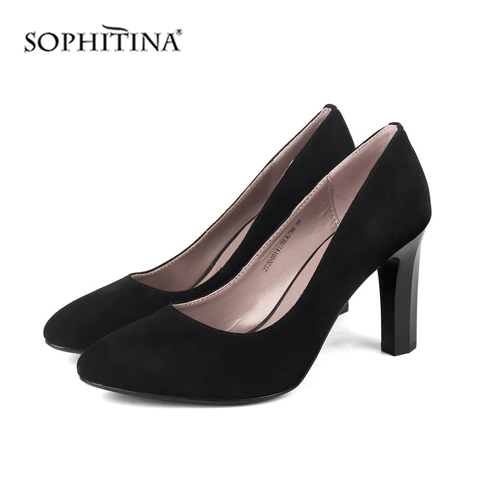 SOPHITINA/Классические однотонные туфли-лодочки замшевые туфли на высоком