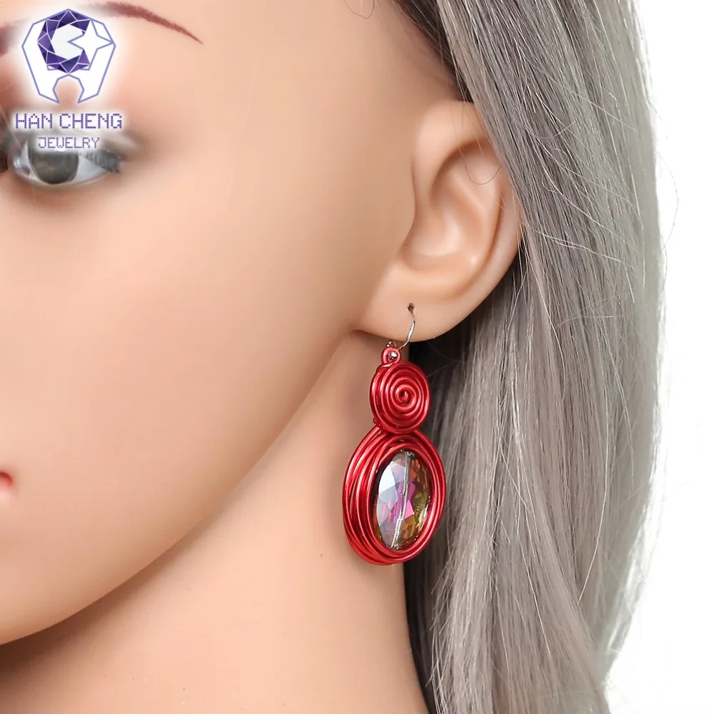 Женские большие висячие серьги HanCheng металлические серьги-подвески с кристаллами