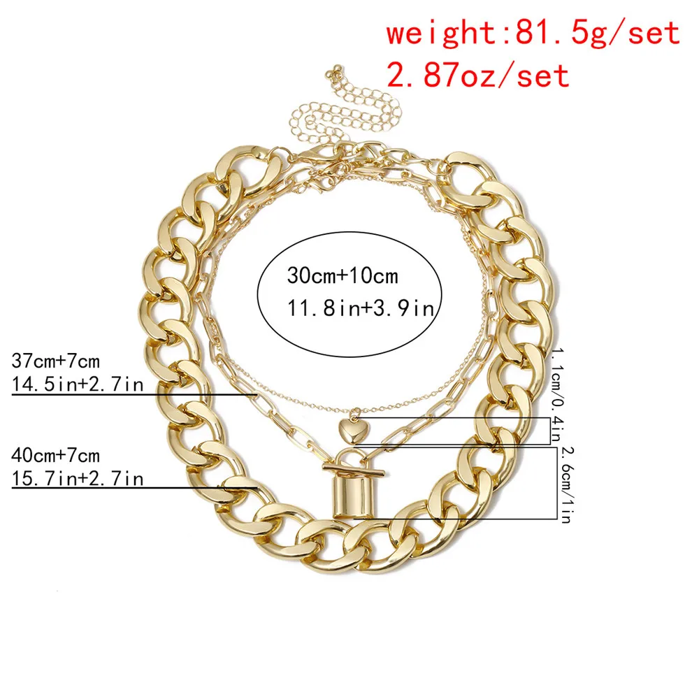 3 шт./компл. панк ожерелье с висячим замком педант хип-хоп для мужчин многослойное