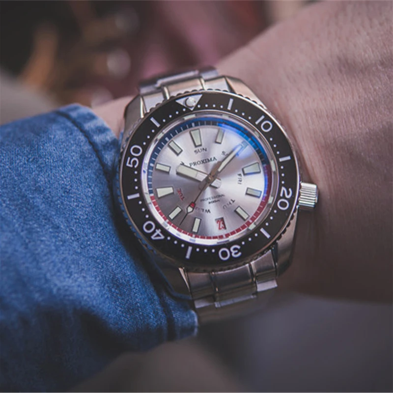 

Мужские Водонепроницаемые водонепроницаемые часы для дайвинга с белым циферблатом, 300 м