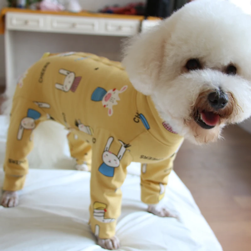 

Женский тонкий комбинезон из 100% хлопка с принтом, одежда для щенков, пижама для защиты живота для маленьких собак, толстовка для чихуахуа, пу...