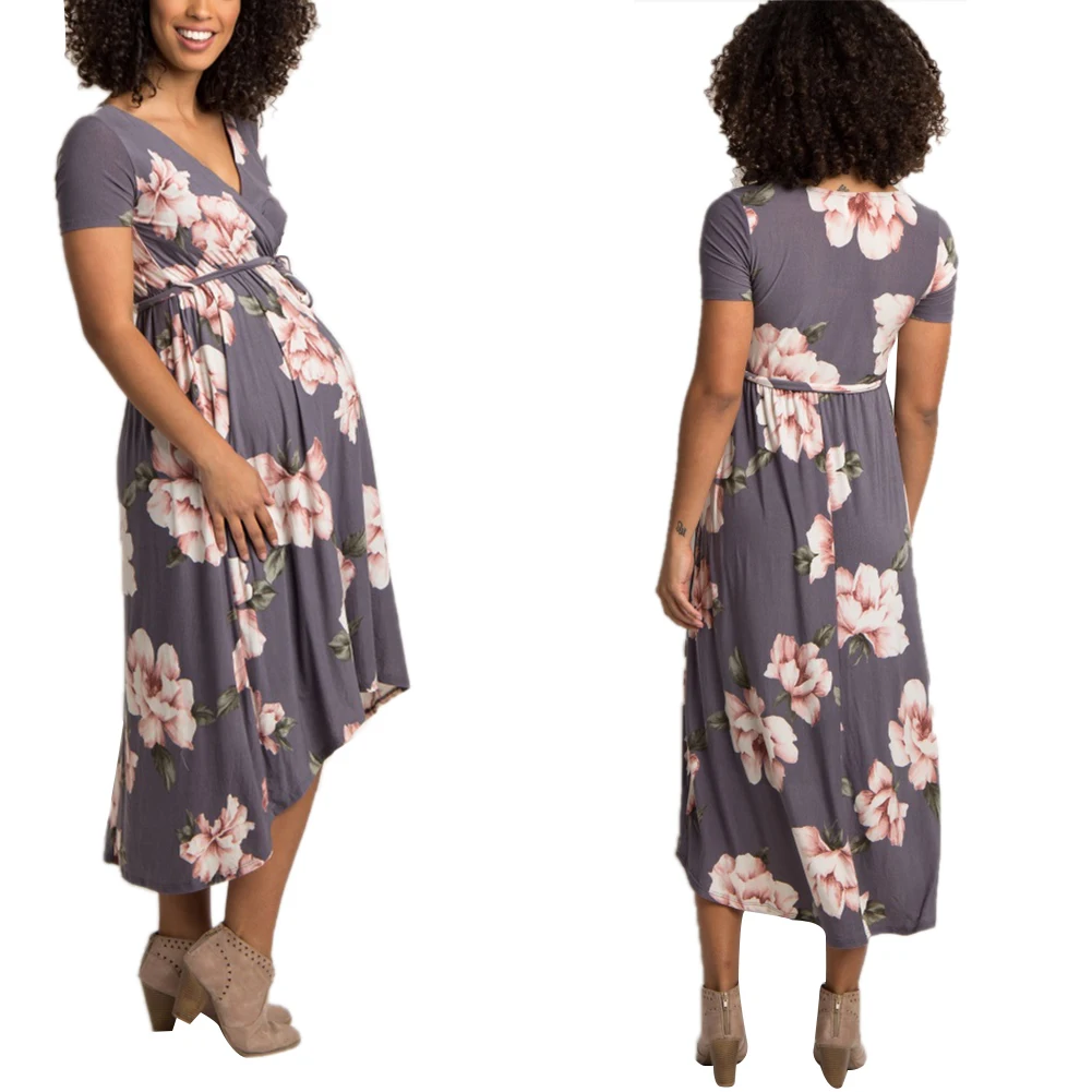 2020 модное летнее платье с цветочным принтом для беременных женщин Повседневный