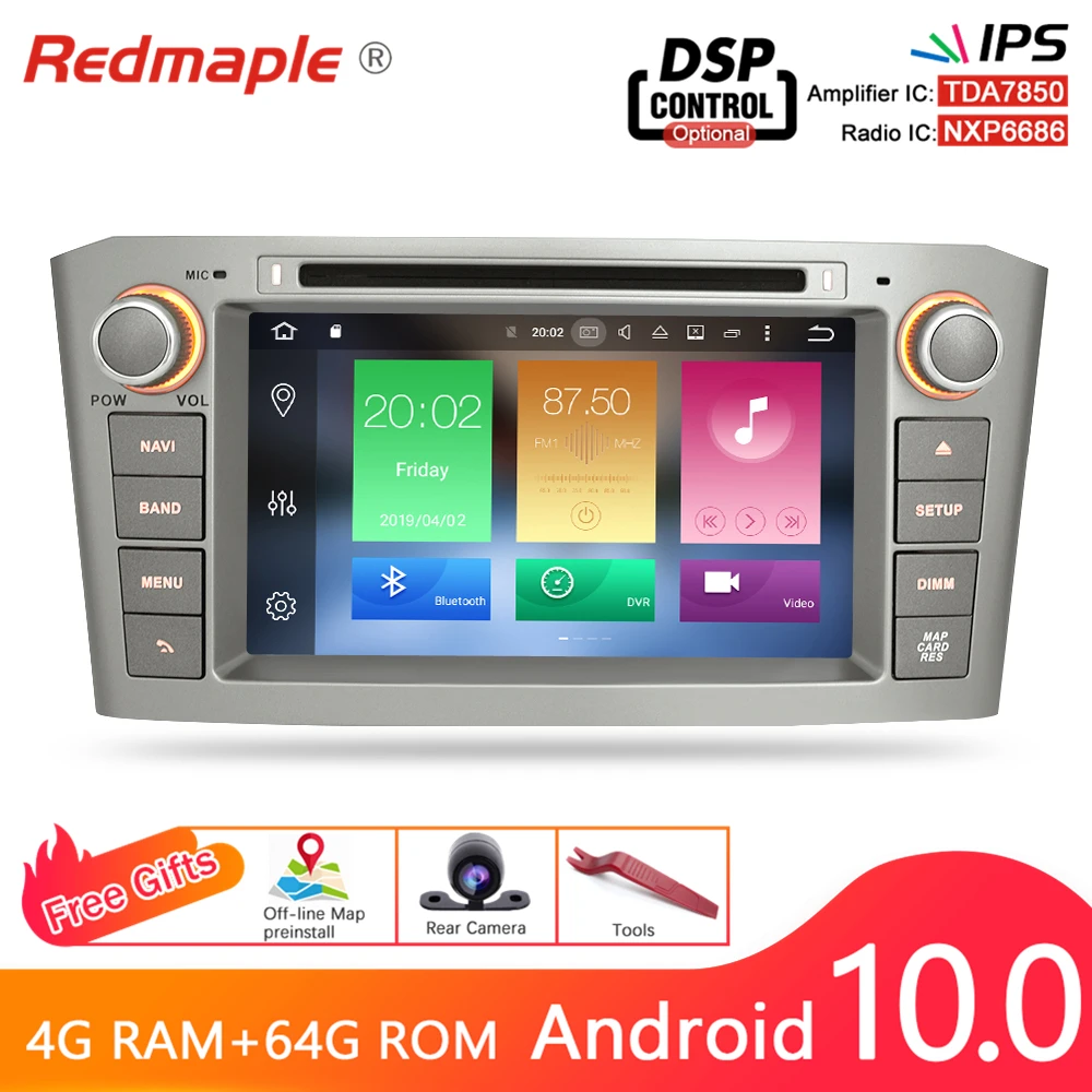 Автомобильный DVD плеер 4 Гб ОЗУ Android 10 0 навигация мультимедийный для Toyota Avensis T25 2003