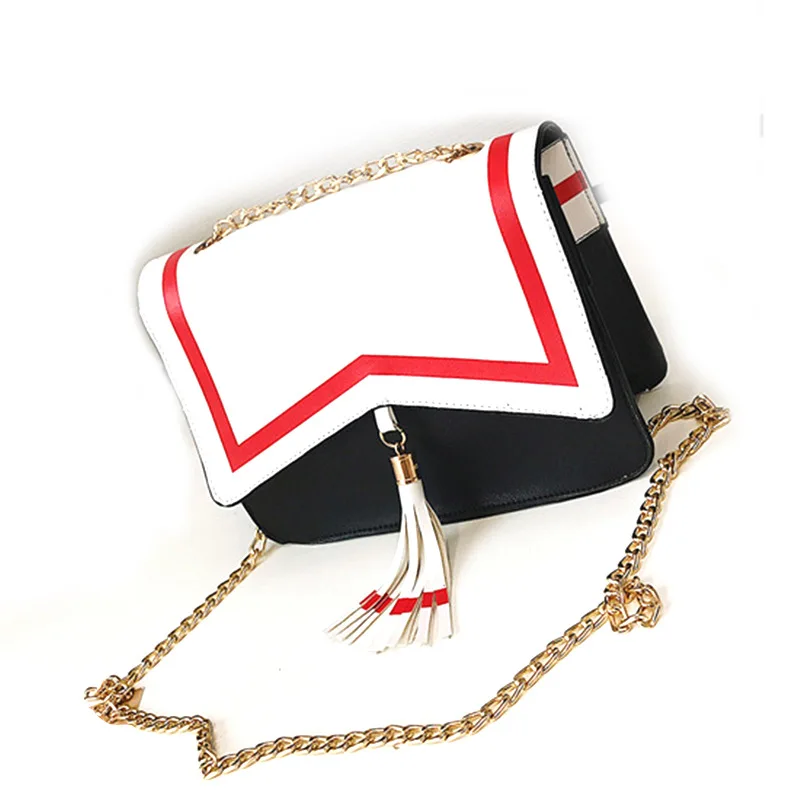 

2021 new women's shoulder bag fashion hit color cute anime cartoon magic sakura tassel chain messenger bag