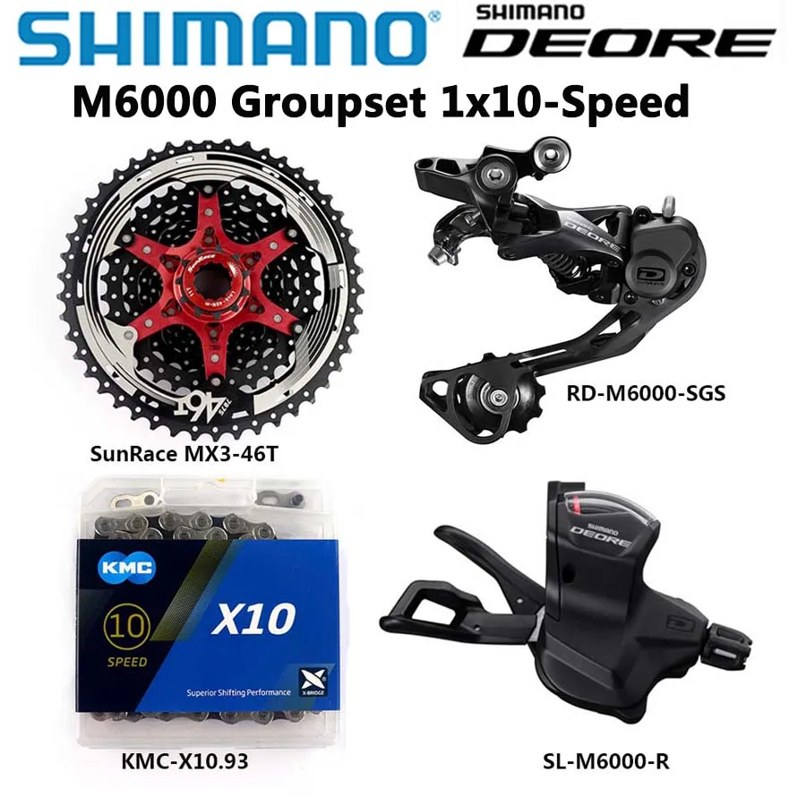 Shimano DEORE M6000 Группа Комплект горного велосипеда MTB 1x10-Speed 11-42 T/46 T M6000 переключатель заднего хода KMC цепь sunracing