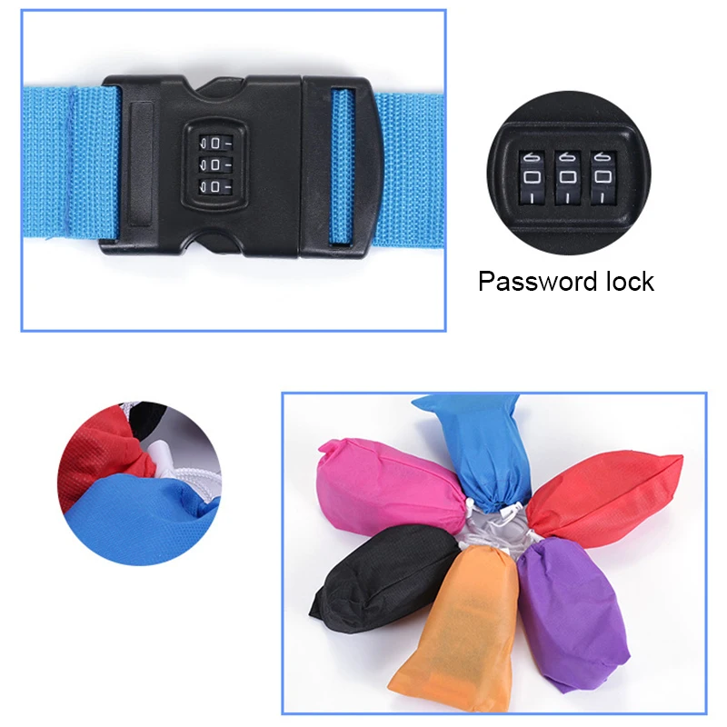 Adjustable Luggage Belt Suitcase Strapping Box Accessories Cross Belt Packaging Trolley Case Nylon 3-digit Code Lock Belt Tag