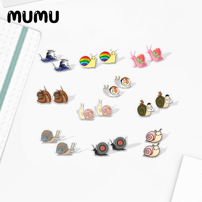 Новинка 2021 милые серьги-гвоздики в виде улитки Забавный почтальон эпоксидные