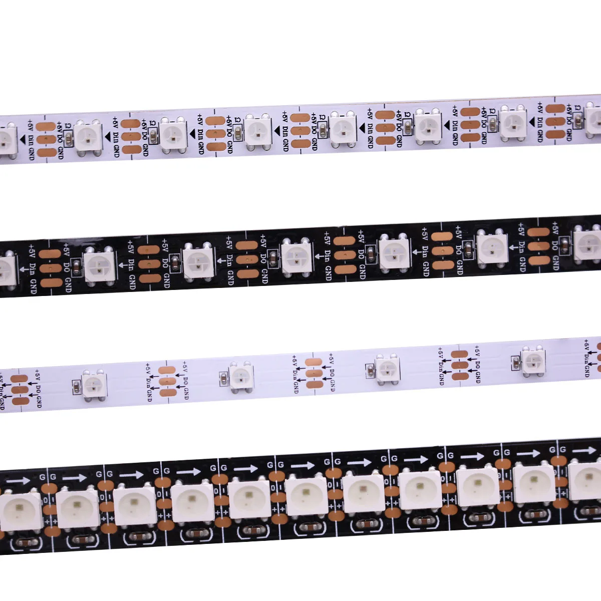 1 м/5 м WS2812B Smart led пикселей полосы, черный/белый печатных плат, 30/60/144 светодиодов/m WS2812 IC; WS2812B/м 30/60/144 пикселей, IP30/IP65/IP67 DC5V