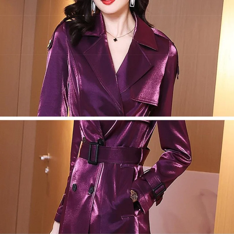 Тренчкот женский демисезонный с отложным воротником модная длинная