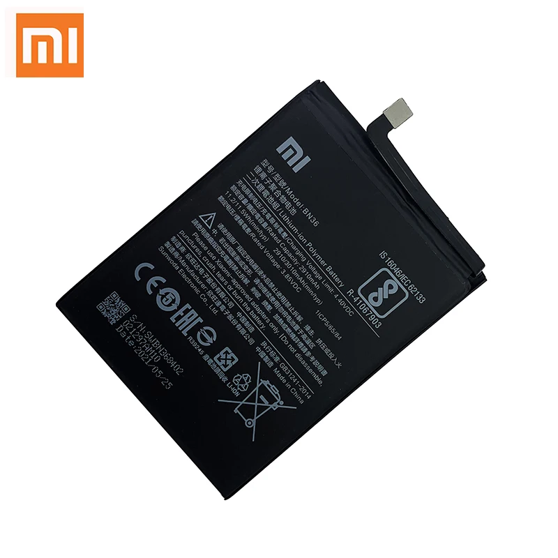 100 orginal xiao mi bn36 3010mah battery for xiaomi 6x a2 mi6x mia2 m6x ma2 high quality phone replacement batteries free global shipping