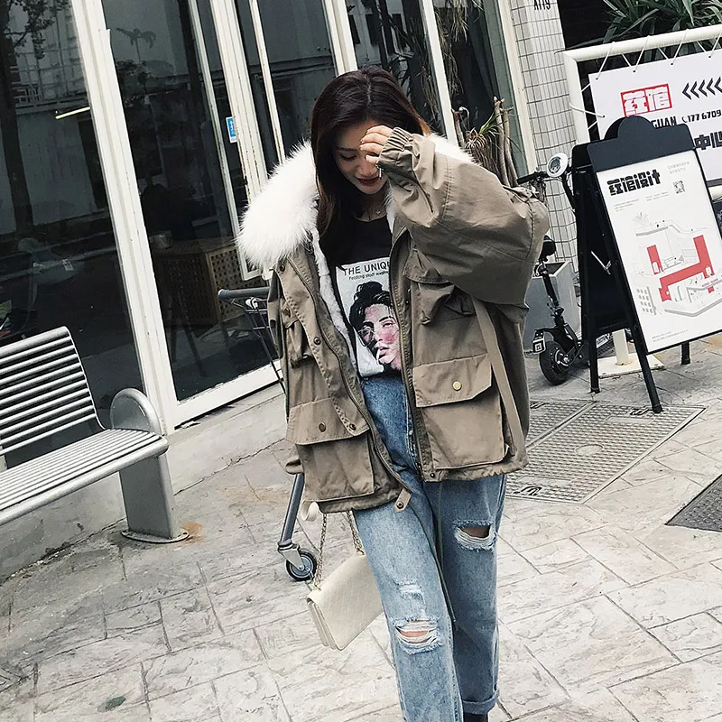 Бесплатная доставка * 2019 тканевое пальто пуховик из меха кролика Рекс куртка с