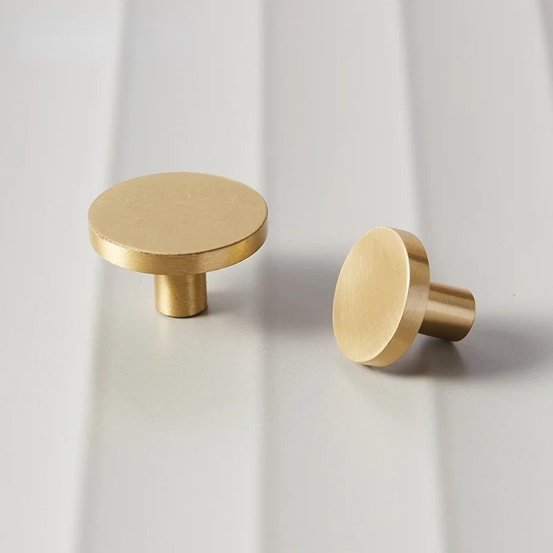 

Round Brass Dresser Knobs Desk Drawer Pulls Handles Cabinet Door Knob Furniture Handle Simple Gold Kitchen Hardware Pull Knobs