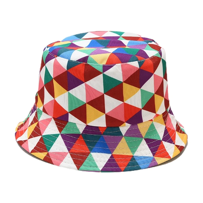 

Унисекс Цвет геометрический ведро Кепки Рыбацкая шляпа УФ-Защита от солнца Шапки во время занятий спортом на открытом воздухе, так как плот...