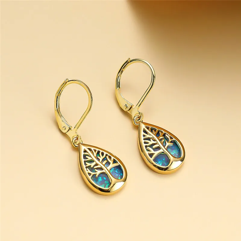 Серьги-подвески с белым или Синим Опалом женские Винтажные висячие серьги в
