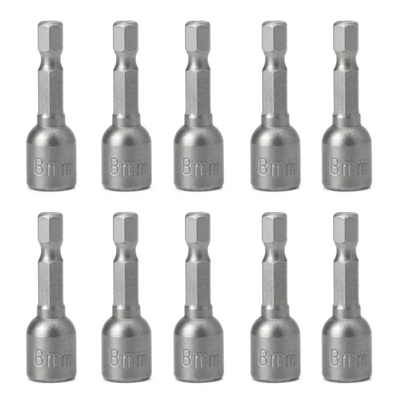 

2021 New 10 Pcs Magnetic Nut Driver Set 8mm 5/16" Socket Adapter Hex Drill Bit