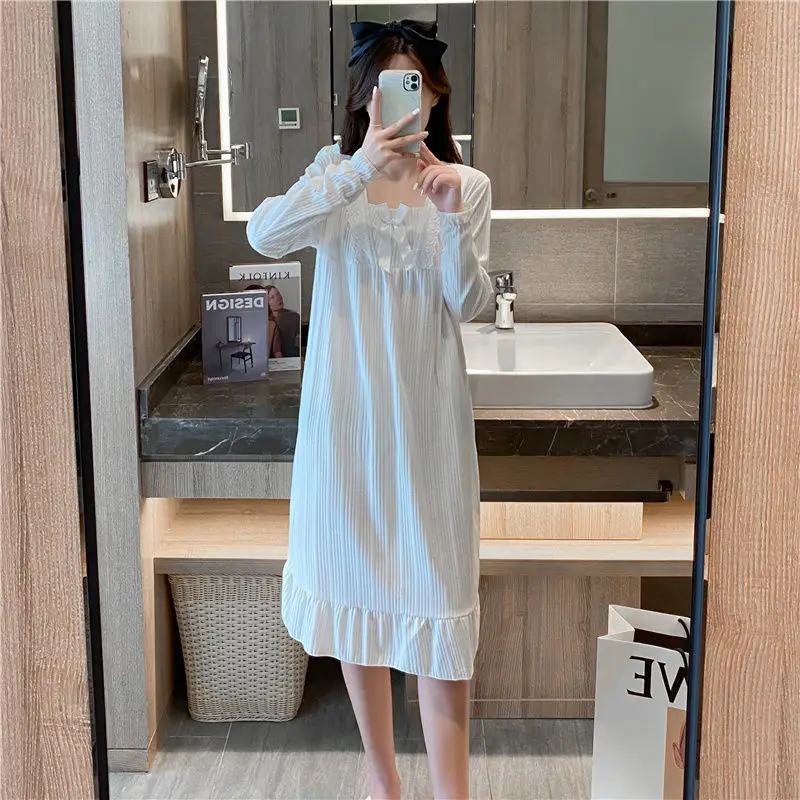 

Bata Larga Mujer зима весна/осень новые хлопковые ночные рубашки Женское ночное платье Лидер продаж модная Свободная Домашняя одежда C95