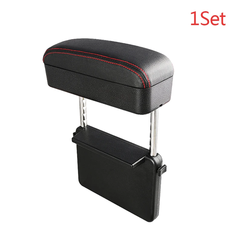 1 set Black Red Универсальный автомобильный подлокотник, коробка с поддержкой локтя, регулируемая Автомобильная центральная консоль, подлокотник, автомобильный Стайлинг, органайзер для сиденья, подлокотник - Название цвета: 1 set Black Red