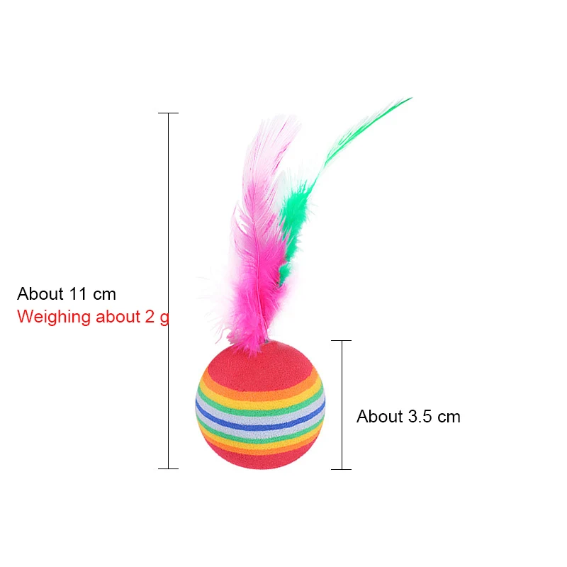 

10PCS/LOT Rainbow Color Feather Ball Cat Toy Colorful Small Ball Pet Toys Funny Cat Toy Star Ball Plus Feather Cat Ball Toys