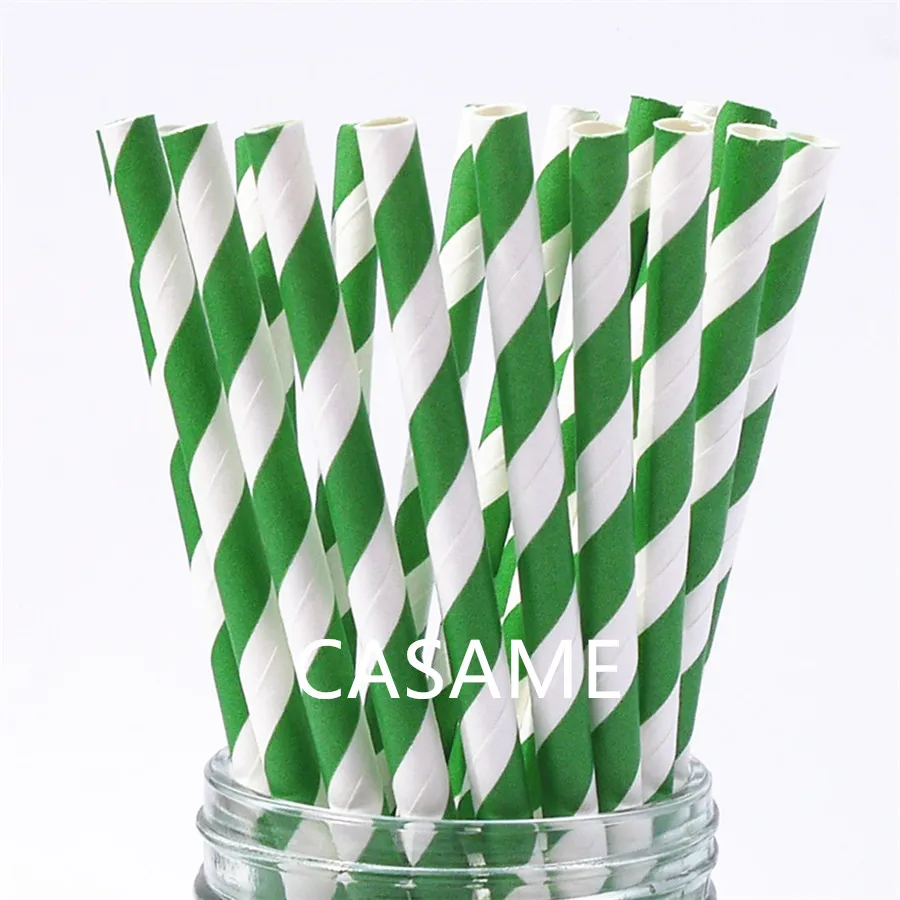 dark green stripes 100 шт розовые золотые бумажные соломинки вечерние соломинки золотые серебряные бумажные соломинки смешанные полосатые звезды шаблоны шевронов - Цвет: dark green stripes