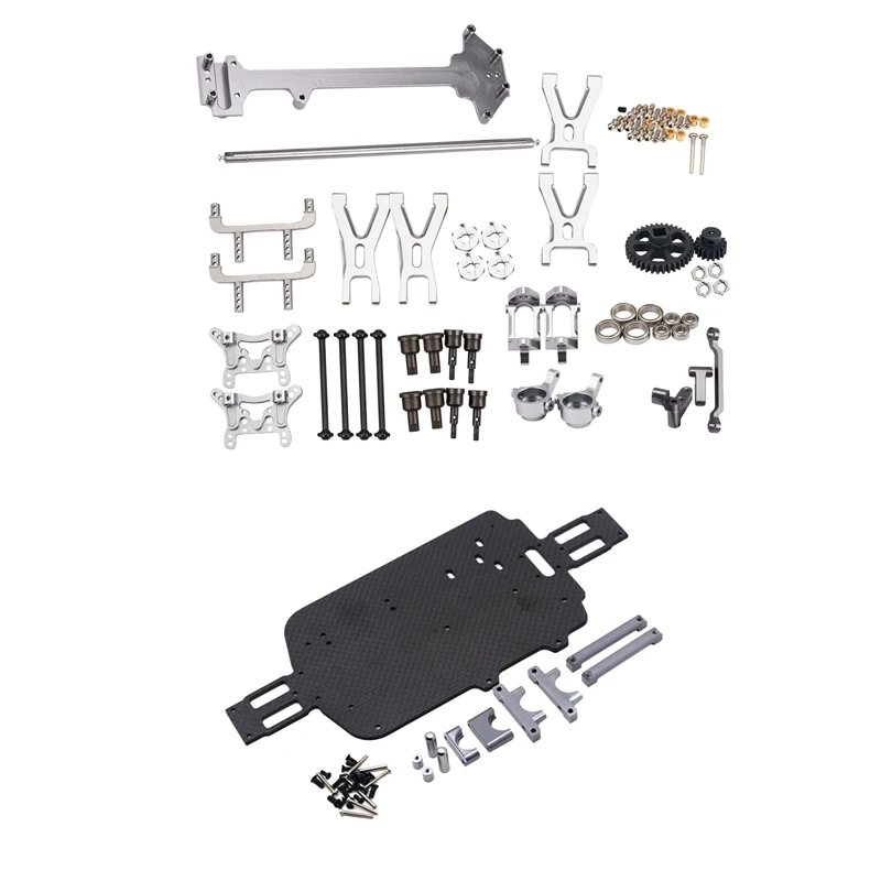 

2 Pcs Car Accessories: 1 Pcs Upgrade Metal Parts Kit & 1 Set Upgrade Carbon Fiber Chassis Parts