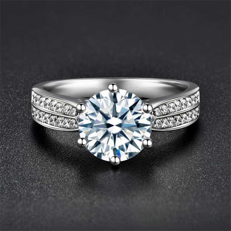 5 Карат Крайне Белый Бриллиант D Цвет VVS1 Кольцо с тестом на моиссанит 925 Серебро Бриллиантовая огранка Большой драгоценный камень Шикарные украшения.