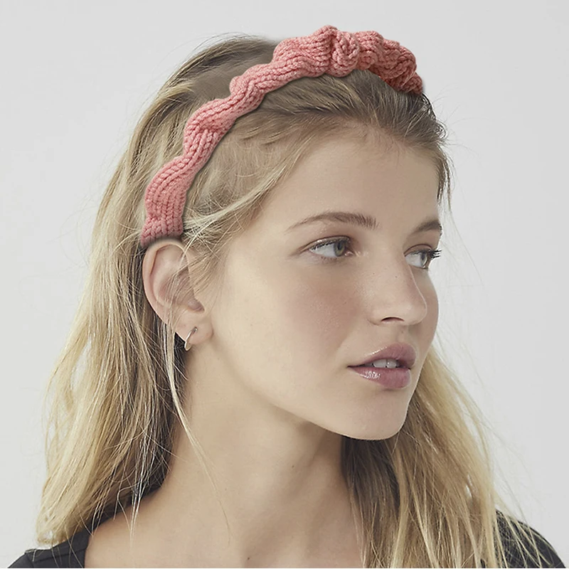 

Осенне-зимние вязаные шерстяные обручи для волос для женщин, повязка для волос, однотонная повязка на голову, аксессуары для волос для девоч...