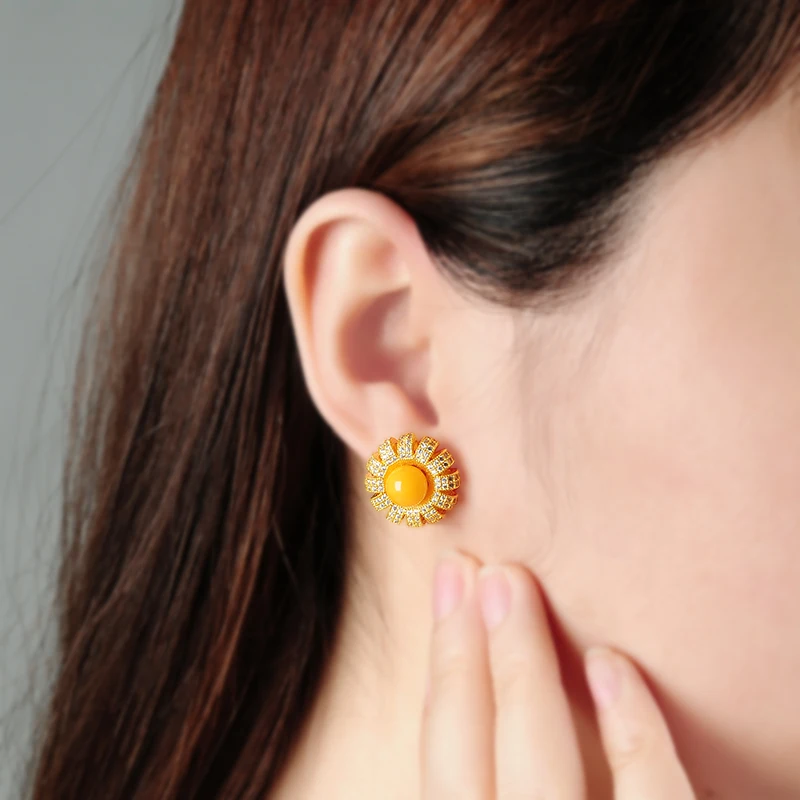 925 серебряные инкрустированные натуральные желтые мерные рандомные солнечные