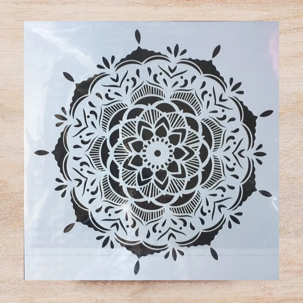 30*30 см большой круглый цветочный трафарет с мандалой сделай сам для рисования