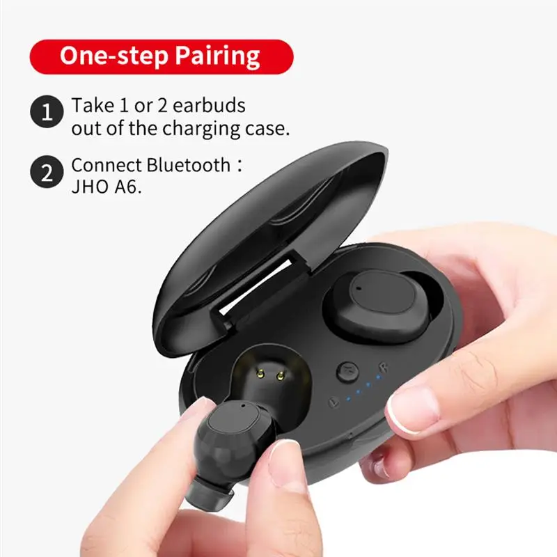 

A6 Wireless Bluetooth 5.1 Earphones with Microphone Waterproof TWS Stereo HiFi Sound Sports Earbuds Portable with Charging Box