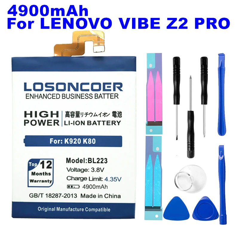 Аккумулятор LOSONCOER 4900mAh BL223 для lenovo Vibe Z2 Pro K920 K80 K80M K7+ номер для отслеживания