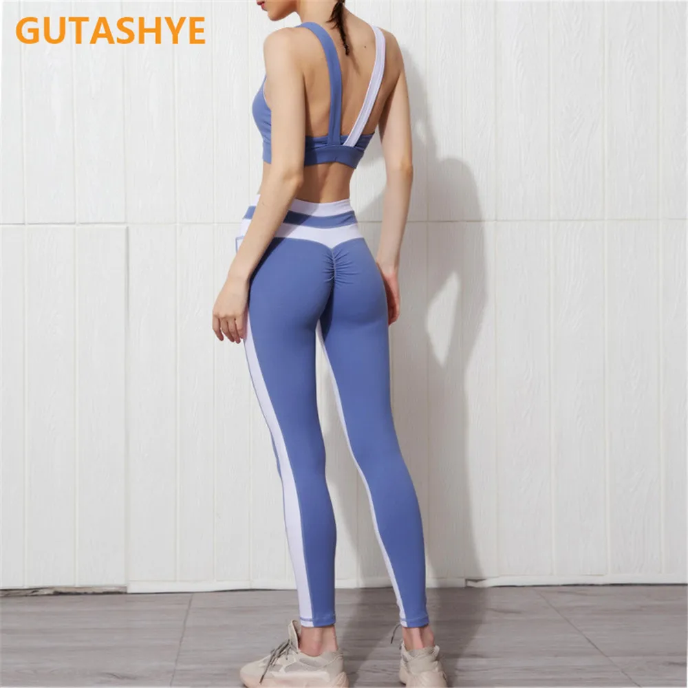 Бесшовный комплект для йоги женская одежда фитнеса топ спортивная женские