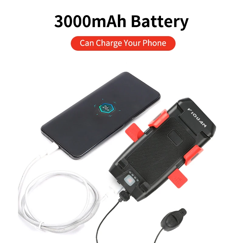 4 in 1 bicycle light front horn lights waterproof bike lantern bike front and rear light set phone support bike accessories free global shipping