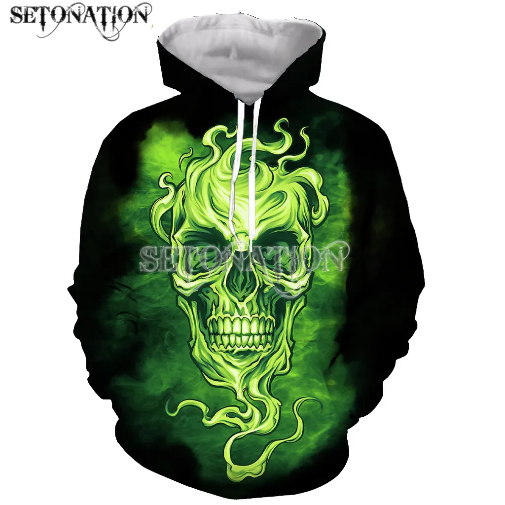 Забавный Новый Модный Топ Grim death smoking skull с длинным рукавом и 3D принтом на