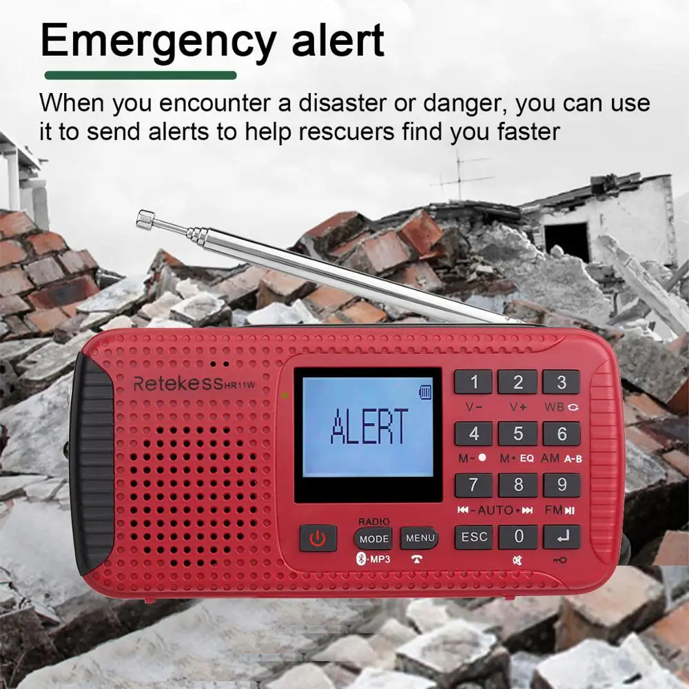 Retekess HR11W FM/AM NOAA аварийное радио Ручной рукоятки солнечное Bluetooth MP3 плеер цифровой