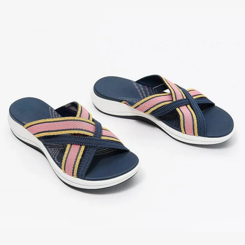 

Women Slippers Platform Mesh Open Toe Mixed Color Wedges Female Sandals Summer Outdoor Beach slipper women Shoes Comfy