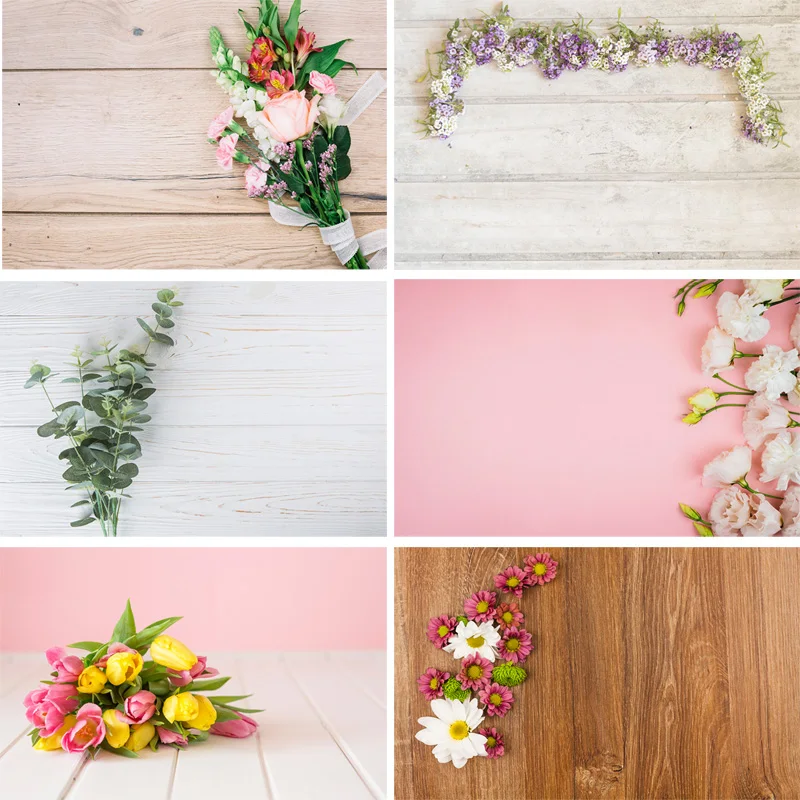 

Vinyl Custom Photography Backdrops Prop Flower and Wooden Planks Photography Background 191029STR-0003