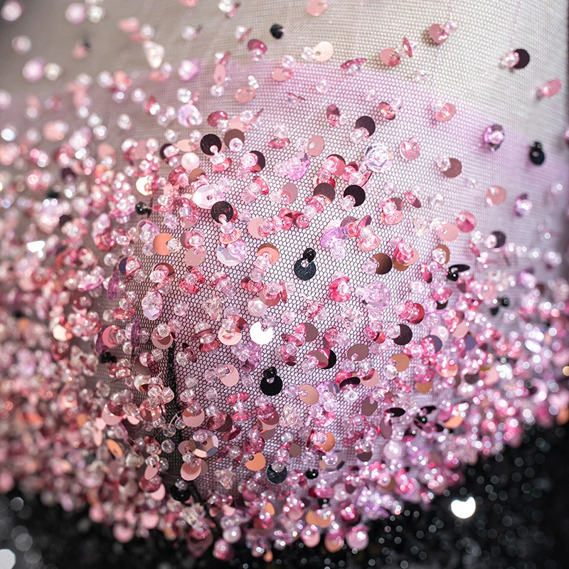 J67155 Jancember Long Evening Dresses Flare Sleeves O Neck Beaded Sequined Lace Up Back Latest Robes De Soirée Manches évasées