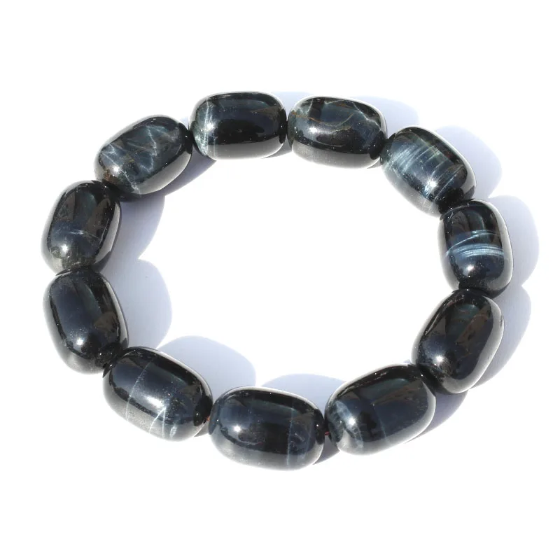 

1 Pcs Polished Cylindrical Shaped Natural Blue Tiger Eye Stone Crystal Bracelet