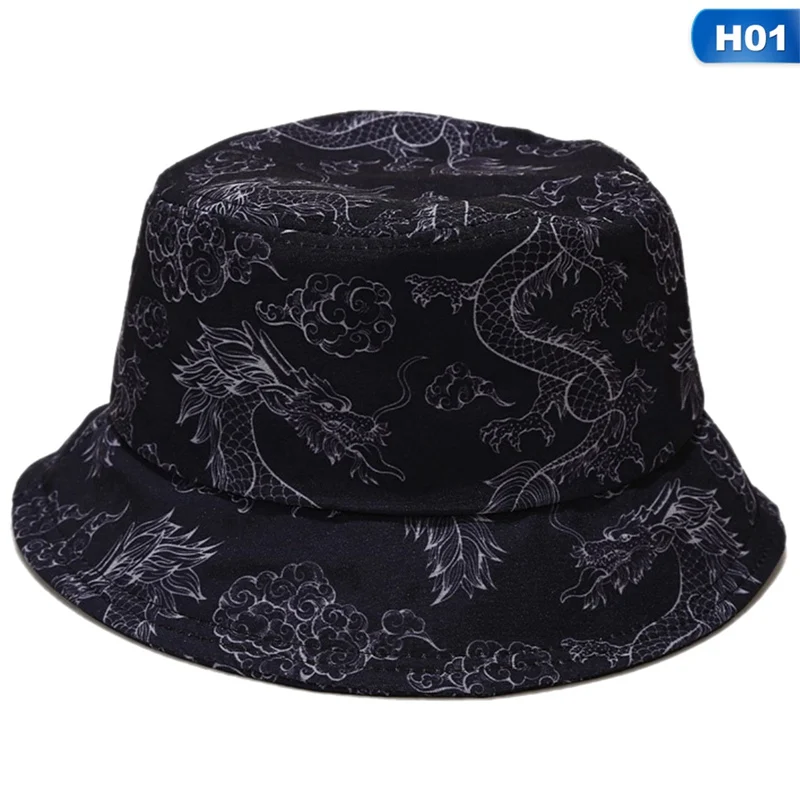 

Colorful print fisherman hat Bucket Hat Men Women Portable Flat Sun Hat Reversible Sun Fisherman Hat Black