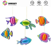 tropical fish honeycomb hanging party decoration summer under the sea mermaid birthday party decor baby shower animal supplies