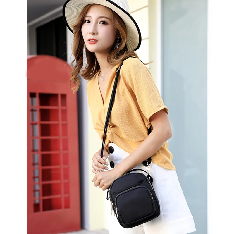 

Women's Mini Bag Fashion Women Shoulder Messenger Bag Lightweight Nylon Bag Solid Zipper Waterproof Flap Bag