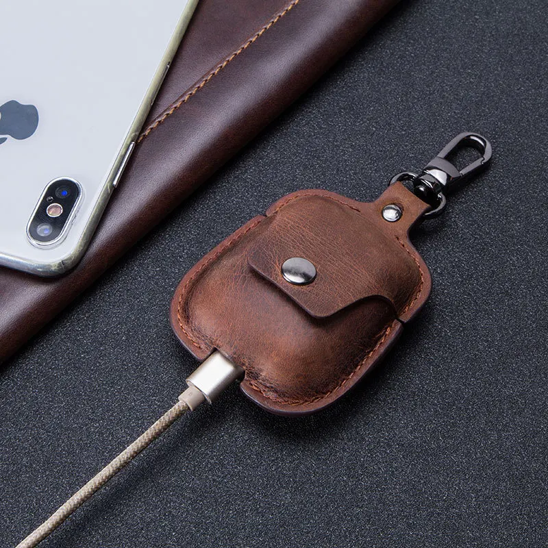 Чехол AIKSWE из натуральной кожи для Airpods аксессуары Bluetooth наушников чехол с
