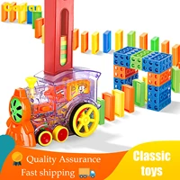 domino train car set with sound and light automatic laying domino brick colorful dominoes blocks childrens toys for kids gifts