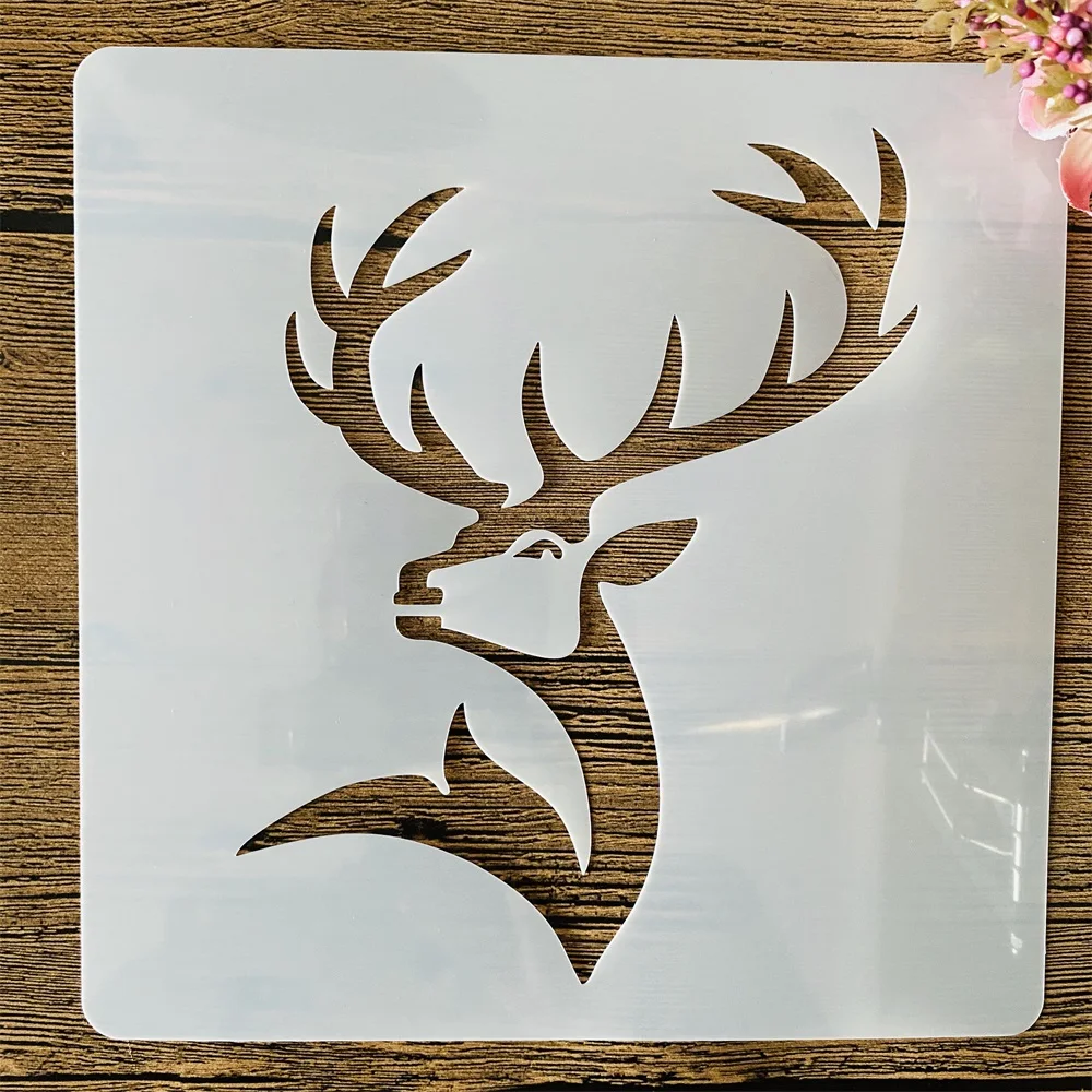 

20*20cm Deer Head DIY Layering Stencils Wall Painting Scrapbook Coloring Embossing Album Decorative Template